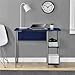 Mainstays Basic Student Desk Sturdy metal frame accented by shelving .Model: 9120596W / Color:Navy