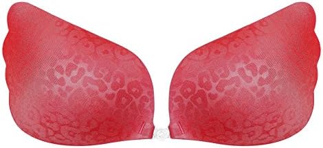 Aidoo Aedo Foam Strapless Self Adhesive Reusable Padded Invisible Floral Bra (Cup A, Angel Red)