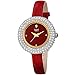 Burgi Women's BUR195 Swarovski Crystal & Diamond Accented Watch - Comfortable Leather Strap in A Gift Box (Rose Gold & Red)