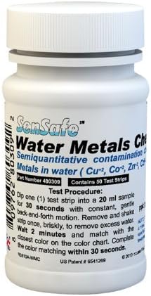 Sensafe SensafeÃ‚Water Metals Check Testing Kit for Iron, Copper, Cobalt, Zinc, Cadmium, Nickel, Lead, Mercury 480309-50…