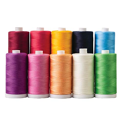 Connecting Threads 100% Cotton Thread Sets - 1200 Yard Spools (Set of 10 - Color Block)