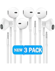 PC Accessory: Certified Power Gadgets Headphones [3 Pack] Earphones with Microphone Premium Earbuds Stereo and Noise Isolating Headset for Apple iPhone iPod iPad Samsung Galaxy LG HTC Other 3.5MM Devices (White) - Power Gadgets