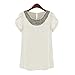 Women Casual Short Sleeve Slim Batwin Chiffon T-shirts Elegant Tops Blouse White Small