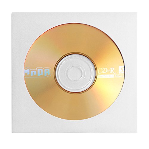 Flexzion CD DVD Paper Sleeves 100 Pack Standard Envelope Cases Display Storage Holder Organizer Premium with Clear Window Cut Out and Flap for Music Movie Video Game Disc in White - Thumbnail 3
