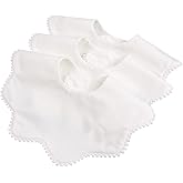Bamery Baby Bandana Bibs White Cotton Drool Bibs for Drooling and Teething Absorbent for Boy Girl