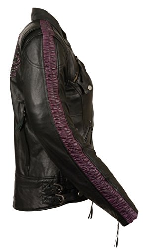 Milwaukee Leather Women's Embossed Phoenix Jacket (Black/Purple, 4X-Large)