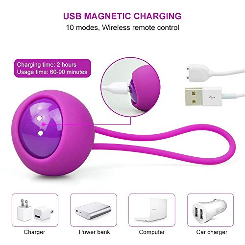 Kegel-Palline-Silicone-Ben-Wa-Balls10-Modalita-di-MassaggioRemote-Controllo-USB-Ricaricabile-Controllo-della-Vescica-ed-Esercizi-del-Pavimento-Pelvico-per-DonnaViola