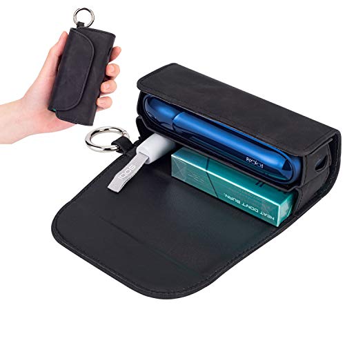 Portable case for IQOS3.0 Electronic Cigarette Frosted Leather Protcective 2 in 1 Skin Shell Cover Box for iqos3.0 (Black)
