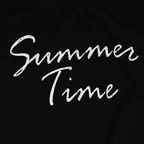 Hmlai Womens Letters Print Tassel Baggy Swimwear Bikini Cover-ups Beach Dress (Summer Time-Black, L) - Thumbnail 3
