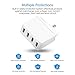 PISEN USB Wall Charger 4 Port International Travel Adapter US UK EU Plug 20W 5V 4A Total Output for iPhone, IPad, Samsung Galaxy, Nexus, Tablets and Android Smartphones White