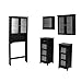 Teamson Home Chesterfield Removable Wall Wooden Medicine Cabinet with 1 Fixed Shelf 2 Storage Spaces and 1 Waffle Texture Glass Door, Espresso