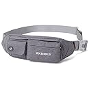 Waterfly Slim Soft Polyester Water Resistant Waist Bag Pack for Man Women Outdoors Running Climbing Carrying Iphone 5 6 Plus Samsung S5 S6 (Grey)