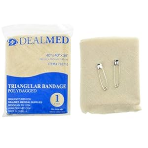 Dealmed Latex-Free Triangular Bandages – 12 Cotton Bandages with 2 Safety Pins, 40" x 40" x 56" Compression Bandage Wrap, Wound Care Product for First Aid Kit and Medical Facilities