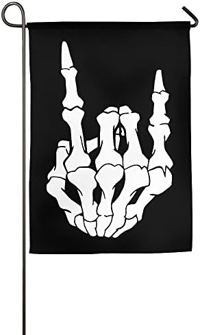 Outdoor Patio Seasonal Holiday Flag Rock And Roll Skull Hand Family Flag