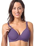Gratlin Women's Padded Maternity Underwire Nursing Bra with Full Sling Gray purple 36DD