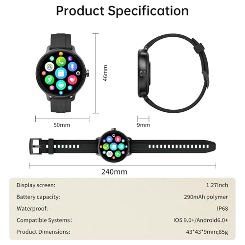 Smart Watch for Women Men(Answer/Make Calls), Fitness Tracker Built-in AI Voice, 1.27" HD Smartwatch with Heart Rate/Sleep/Step/SpO2 Monitor, 100+ Sports Modes, IP68 Waterproof Watch for Android iOS