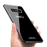 Samsung Galaxy Note 8 Case,Luhuanx Note 8 Glass Case,Tempered Glass Back Cover + TPU Frame Hybrid Shell Slim Case Note 8,Galaxy Note 8 Case, Anti-Scratch Anti-Drop (Glass Black New)