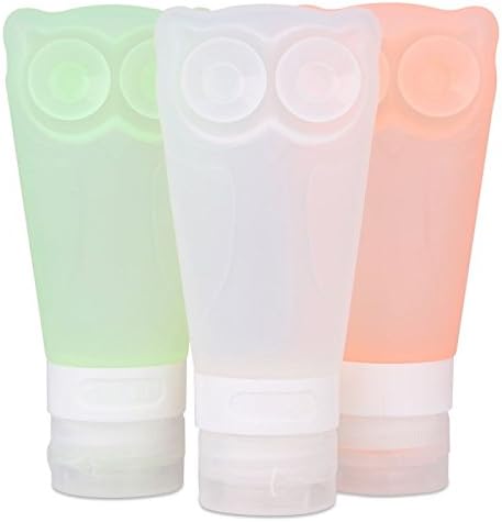 Travel Bottles, HongChengTM Owl Soft Silicone of Travel bottles Set (2.8 OZ Set of 3 for jade-green, orange-pink, white)