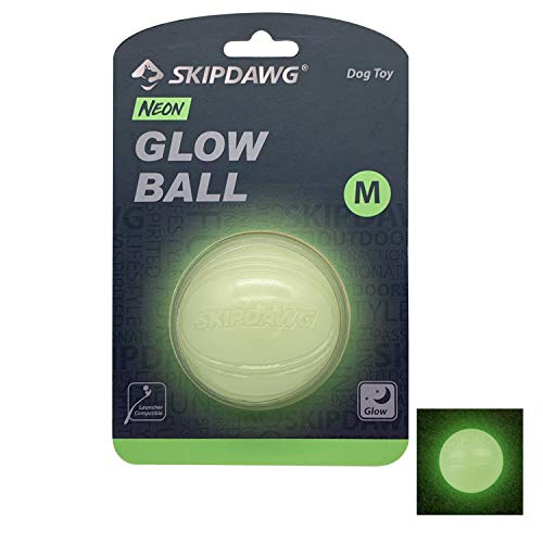SKIPDAWG Neon Glow Dog Ball, Light Up Dog Ball Glow in Dark, Dog Toys Squeaky Balls Durable TPR SKIPDAWG Neon Glow Dog Ball, Light Up Dog Ball Glow in Dark, Dog Toys Squeaky Balls Durable TPR