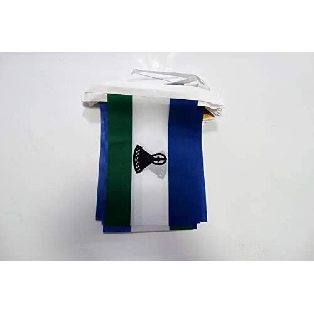 AZ FLAG Lesotho Bunting Flag, 20 Ft Garland with 20 Small Mosotho Flags 8'' x 6'', 100% Polyester String Pennant, 6 meters — image 1