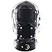FeiGu Leather Bondage Hood with Eye Mask Sex Toys for, Black, Size One Size