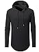 Aiyino Mens Hipster Hip Hop Long Sleeve Longline Pullover Hoodies Shirts (US L, 01 Black)