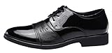 Guqitianlun Mens Glittery Lace Up Genuine Leathers Shoes(8 D(M)US, Black)