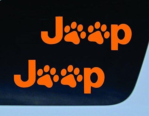 GET 2 Jeep Paw ORANGE 5.5" vinyl decal puppy kitten cat dog wrangler rubicon fender jk cj yj xj jk tj jeep Car Auto Window Sticker