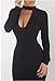 ALAIX Women's Sassy Keyhole Low-Cut Bodycon Long Sleeve Winter Pencil Party Evening Dress Black-M