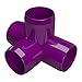 FORMUFIT 1” 4-Way Tee Furniture Grade PVC Fitting in Purple, Made in USA, UV-Resistant, Impact-Proof, 1.315” Actual Socket Diameter (Pack of 4) - F0014WT-PU-4