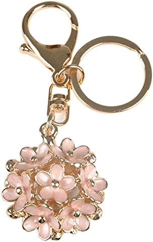 Thaibestus Cute Women Alloy Hollow Daisy Flower Double Sides Couple Car Keychain Keyring (Pink)
