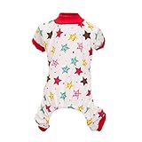 Silvercell Puppy Star/Rabbit Pattern Pajamas Jumpsuit Shirt Red S