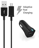 Quick Charge 2.0, Ixir Cable and Car Charger Set -Includes (1) 3.8 Ft Micro USB Cable and (1) Car Charger for Galaxy S7 S6 Edge Plus, Note 4 5, LG G4, Nexus 6 (BLACK)