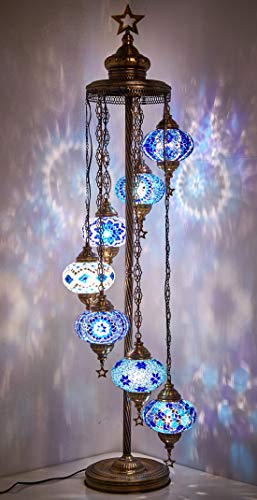 Demmex 7 Big Globes Turkish Moroccan Mosaic Floor Lamp Light