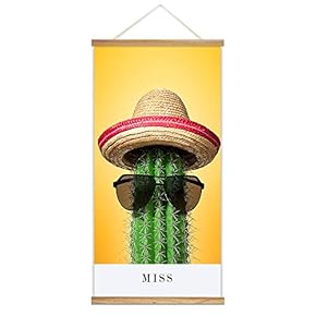 Hanging Poster Wooden Framed Fashion Beautiful Cactus Theme Home Wall Canvas Prints Ready to Hang - 18"x36"