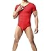 Mens Suspenders Wrestling Singlet Leotard Thong Bodysuit Jumpsuit Briefs Swimwear (XL, Jumpsuit (Red))
