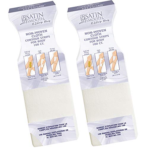 Satin Smooth EZ Grip Non-Woven Contour Waxing Strips, Body Strip, 100 ct x 2 packs