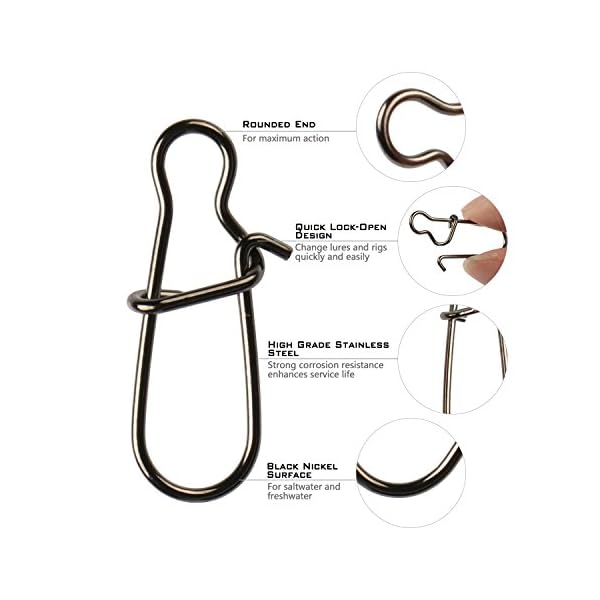 SHELURE-Duo-lock-Lock-Snaps-Nice-Swivel-For-Fishing-Saltwater-Solid-Rings-Fishing-Connector-26-888LB-Pack-of-100