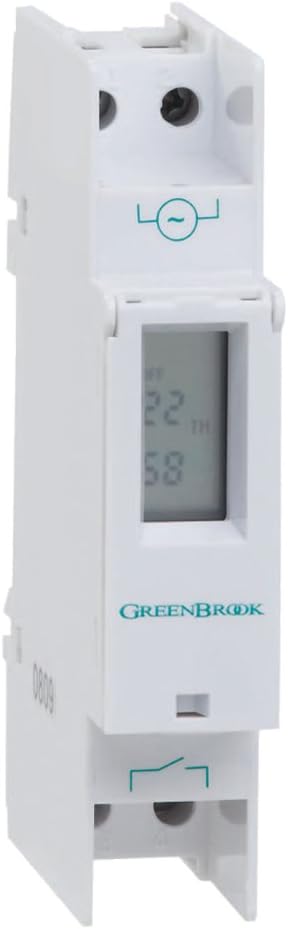 Greenbrook T80-C DIN Rail Timer 24Hr/7Day 100Hr Battery Backup 16A