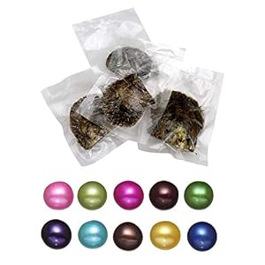 Image of Akoya Cultured Love Wish Pearl Oysters with Pearls Inside Ten Colors 10PC (7-8mm) (Round Shape)