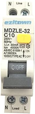 ezitown Residual Current Breaker RCBO With Overload Protection 10A Circuit Breaker 30mA 120V~250V earth leakage circuit breaker