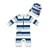 BONVERANO Kids UPF 50+ Sun Protection 3/4 Sleeves One Piece Zip Sunsuit with Sun Hat (3-6 Months, 2Stripes)