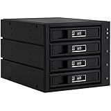 Kingwin Aluminum Four Bay Hot Swap Mobile Rack For 2.5” or 3.5” SSD/HDD, Internal SATA Hard Drive Backplane Enclosure, Support SATA I/II/III &amp; SAS I/II 6Gbps and [Optimized for SSD]