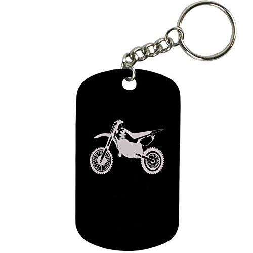 Personalized Engraved Custom Dirt Bike 2-inch Colored Anodized Custom Aluminum GI Dog Tag with Chain