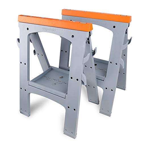 Amazon Basics Rectangular Folding Sawhorse, Collapsible, Folds Flat, 900 Pound Capacity, Set photo 8