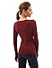 PattyBoutik Women Notch Neck Buttons Trim Blouse Top (Burgundy Medium)