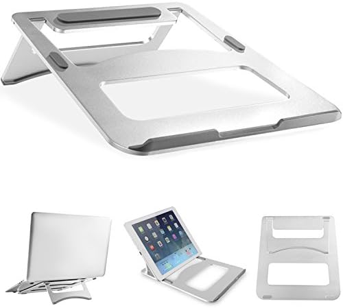 Laptop Stand- Aluminum Portable Foldable Ergonomic Desktop Stand Holder Mount for Macbook Air Pro/Notebook/Tablet/iPad Universal 2 Levels Adjustable Foldable (Silver) by IMtKotW