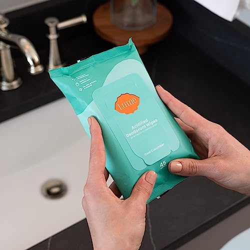 Lume Acidified Deodorant Wipes 24 Hour Odor Control Aluminum Free, Baking Soda Free, Skin