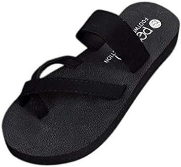 Women's Summer Wedge Flip Flops Summer Thong Beach Sandals Chunky High Platform For Outdoor Outdoor Beach (US Size: 9, Black)
