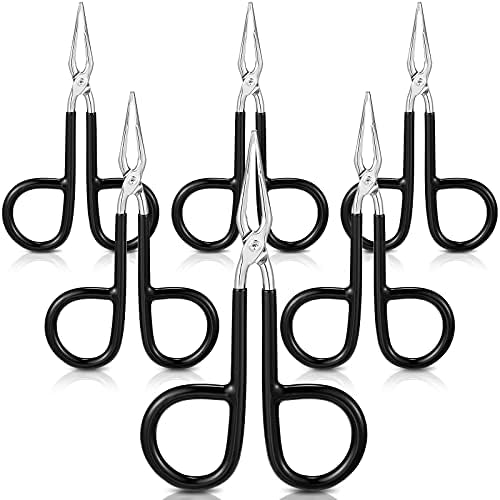 6 Pieces Tweezers Scissor Handle Straight Tip Scissor Shaped Eyebrows Tweezers for Hair Plucker